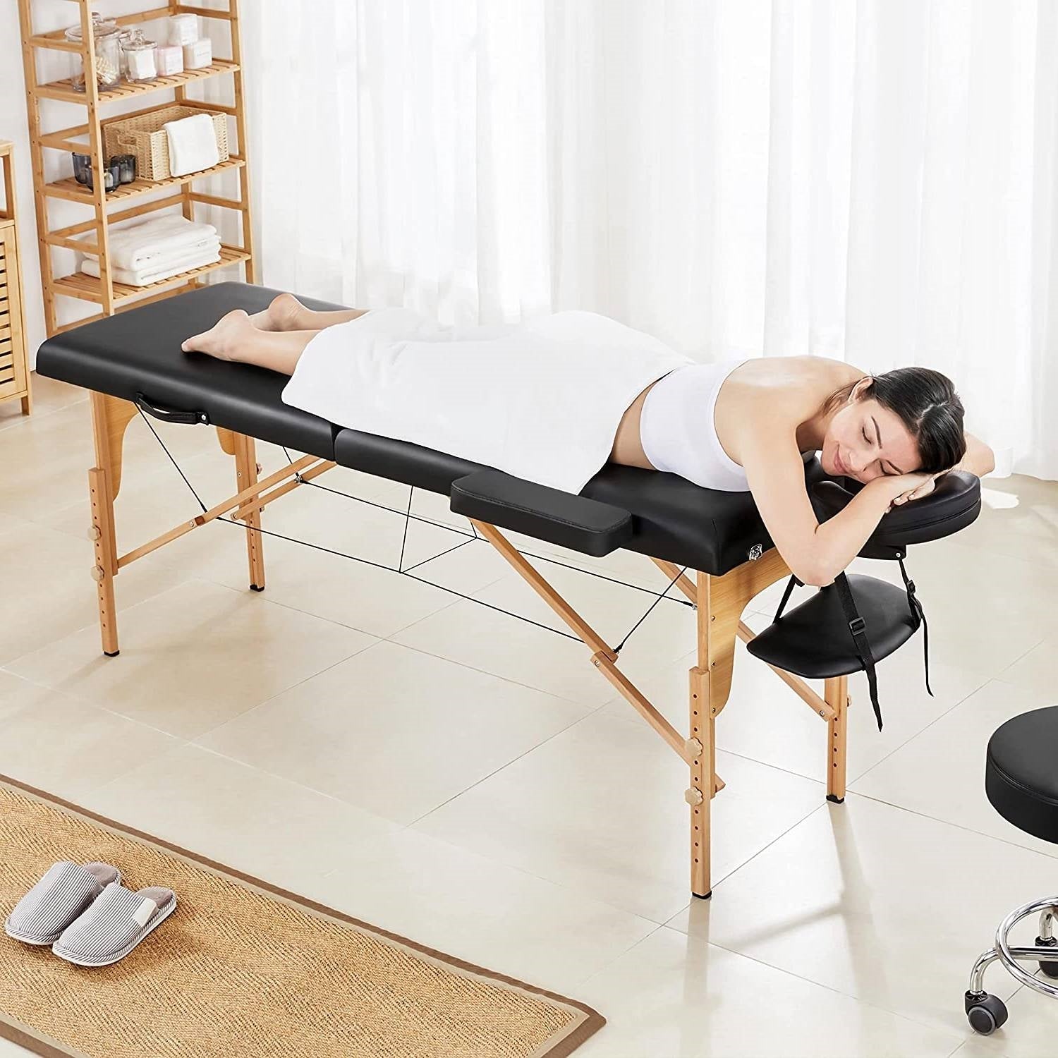 Table de massage pliante portable réglable (noire)