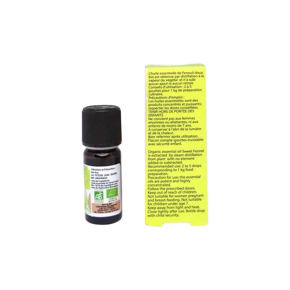 Huile essentielle Fenouil doux - Certifiée Bio - 10mL