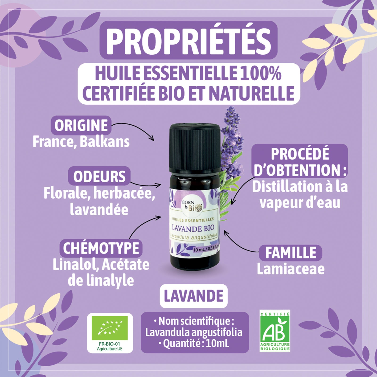 Huile essentielle Lavande Certifiée Bio - 10mL